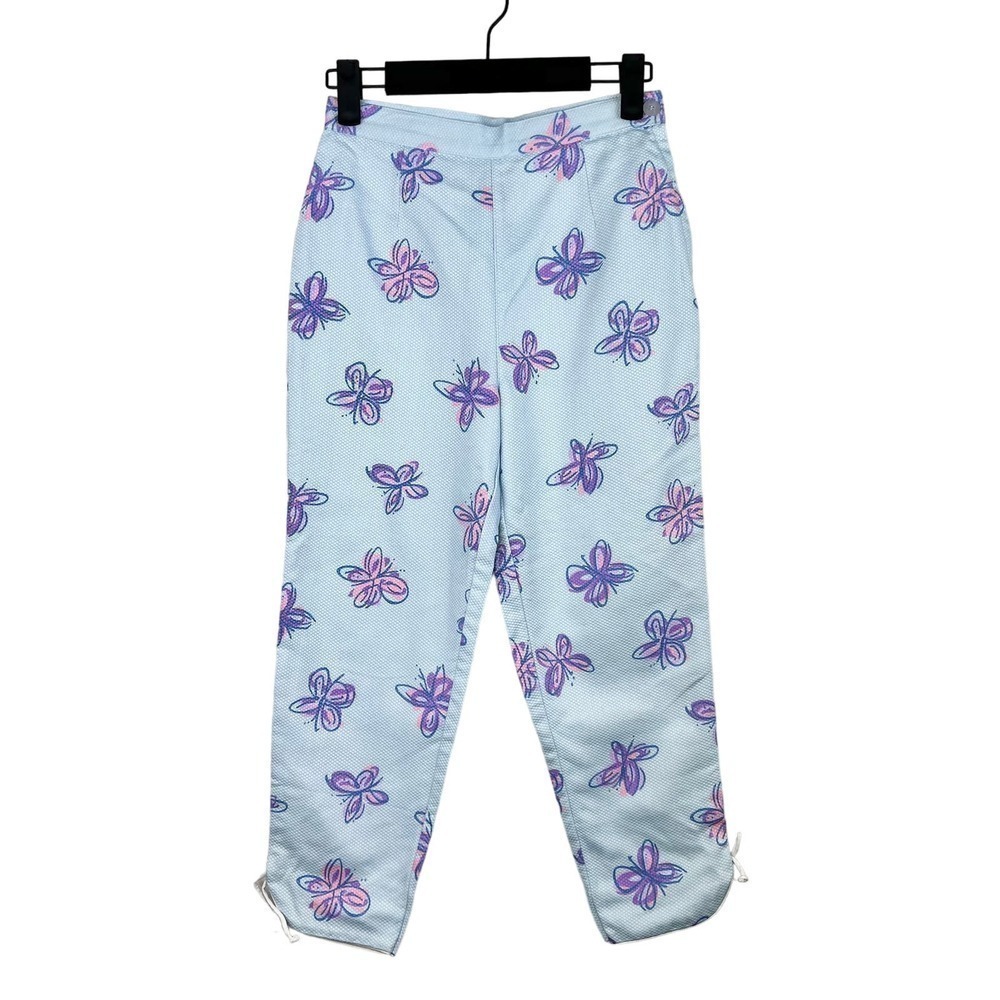 Vintage Lilly Pulitzer Girl's Butterfly Print Pastel Blue Purple Pants Size 10